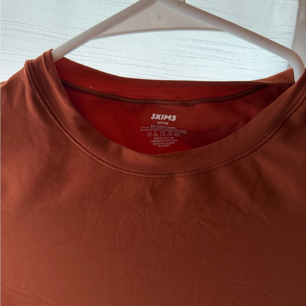SKIMS Long Sleeve Bodycon Dress in Burnt Orange - Picture 3 of 3